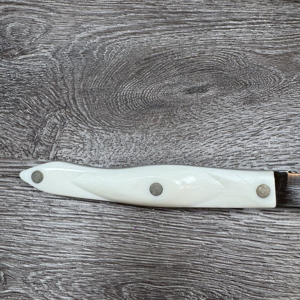 CUTCO 1729 JG Meat CARVING KNIFE Serrated 7" Blade WHITE PEARL Swirl 12" USA - Picture 8 of 11